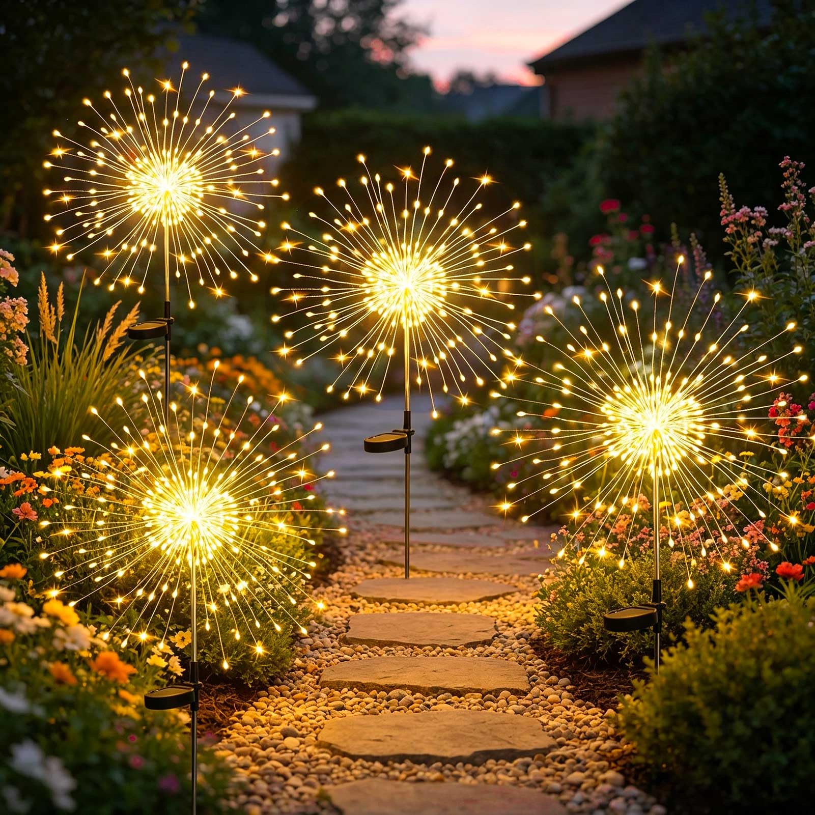 Photo 1 of Joycome Solar Fireworks Lights, 4 Pack