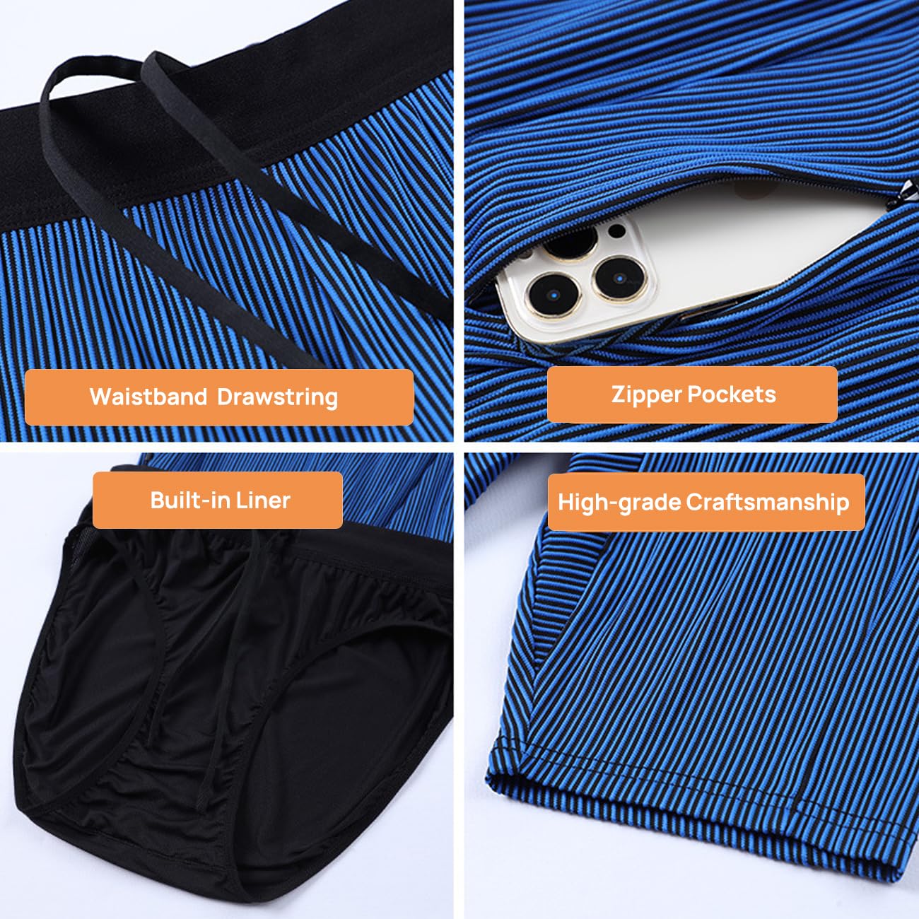 MIZOK Pantalones cortos de compresión para hombre, con bolsillos, para gimnasio y entrenamiento