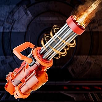 Gatling Electric Water Gun for Adults Kids Age 8-12, Powerful Automatic Squirt Gun, High Powered Shooting 200+ Times, 25-28 FT Long Range Auto Water Blaster, Outdoor Pool Toy Game(Orange)
