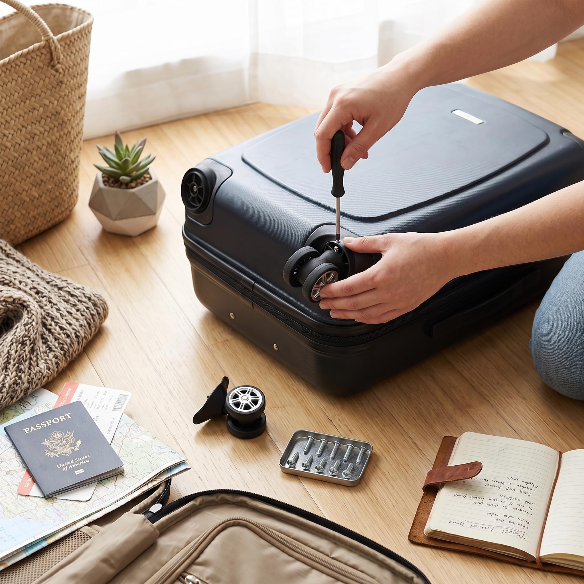 Alomejor Ersatz Kofferrollen aus Nylon, Leichte Rollen f¨¹r Reisekoffer, Robuste Gep?ckr?der mit Kugellager, Universell Einsetzbare Kofferersatzr?der