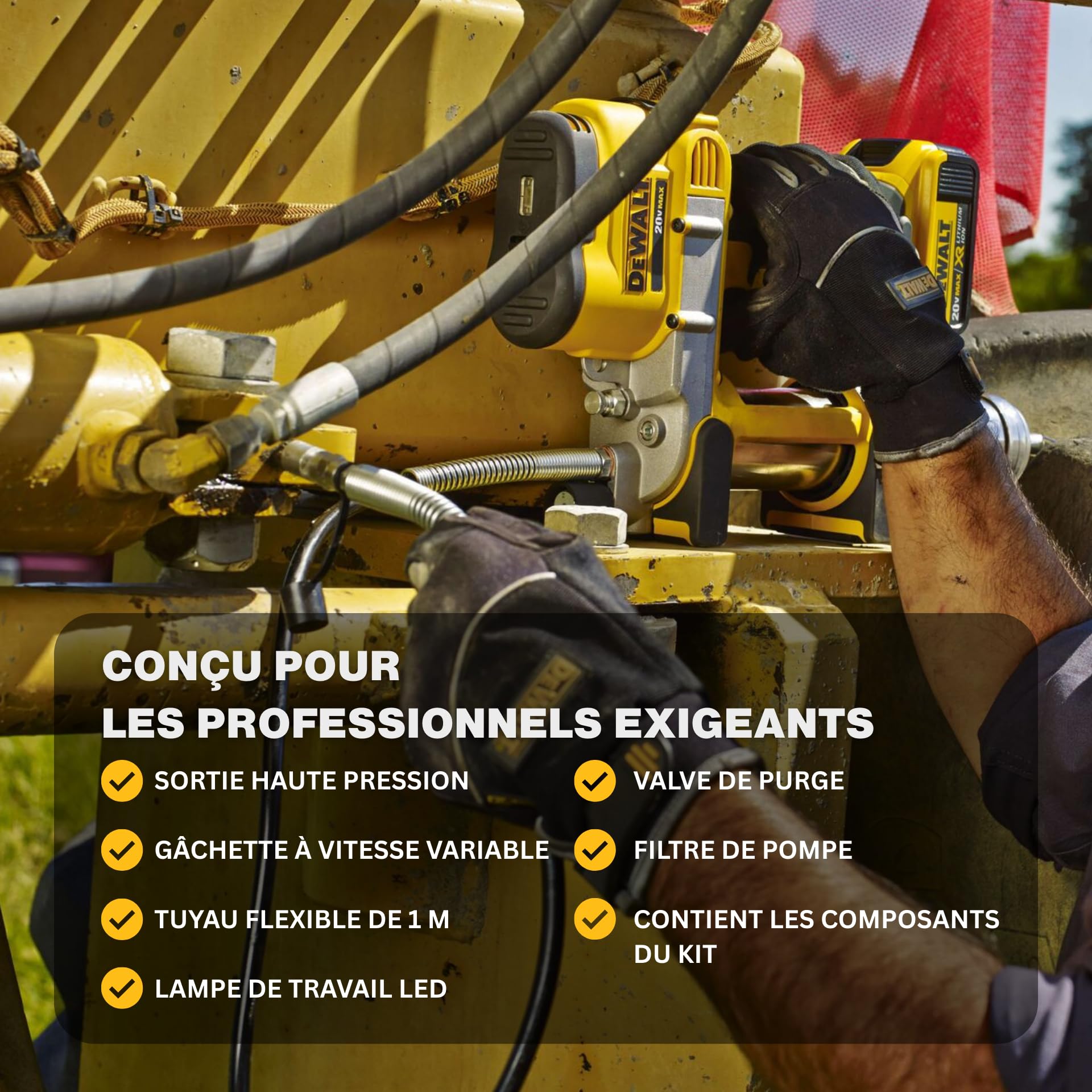 DEWALT - Pompe A Graisse Electrique Sur Batterie XR 18V 4Ah Li-Ion - DCGG571M1-QW - Sans Fil - Pompe Graisse Avec Batterie Incluse - Avec Chargeur Multi-voltage, Une Bandoulière Et Coffret TSTAK