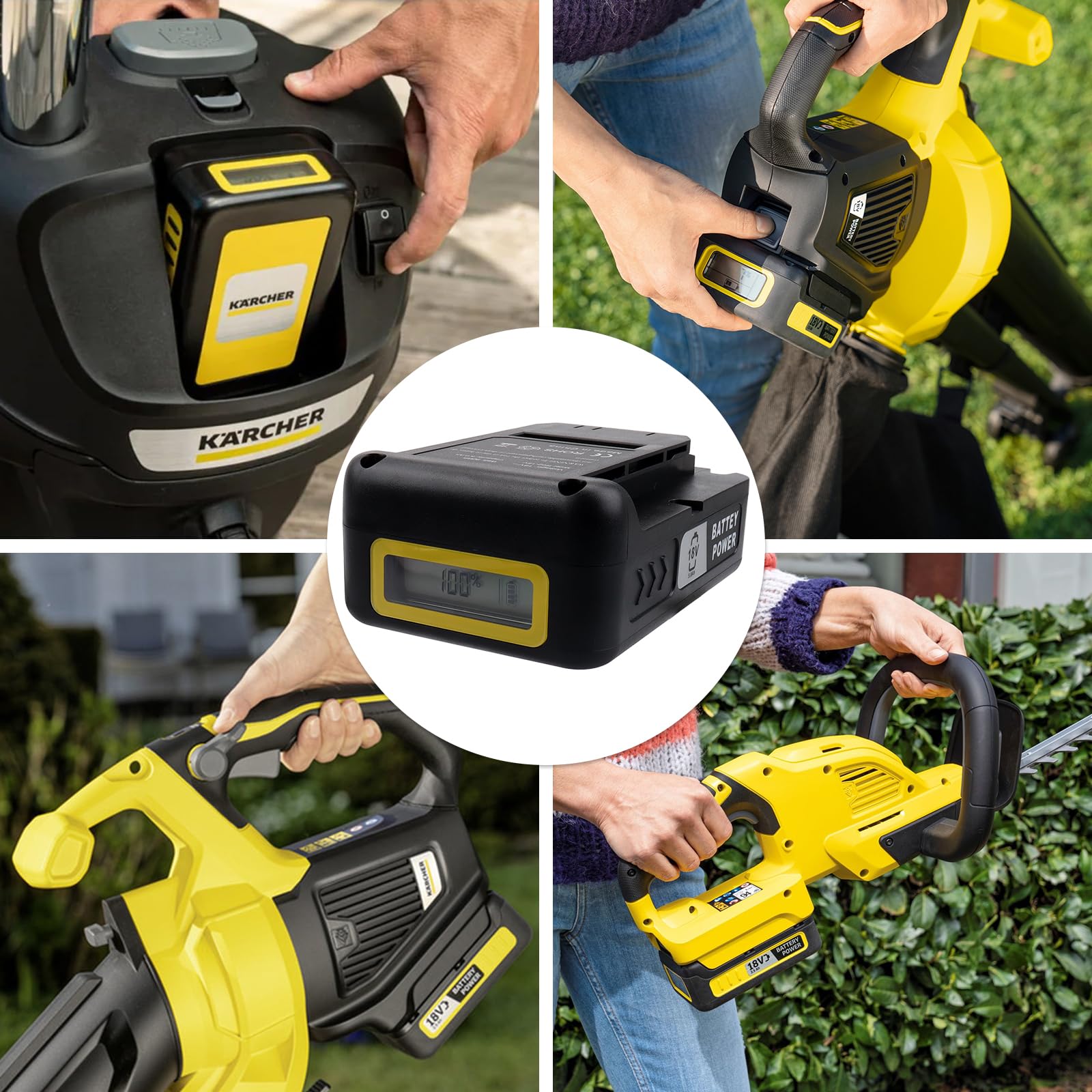 18 V 5000 mAh Ersatzakku für Kärcher Battery Power 18/50, 5 Ah Lithium-Ionen-Akku, kompatibel mit Allen Elektrowerkzeugen der Kärcher 18 V-Serie im Haus und Garten