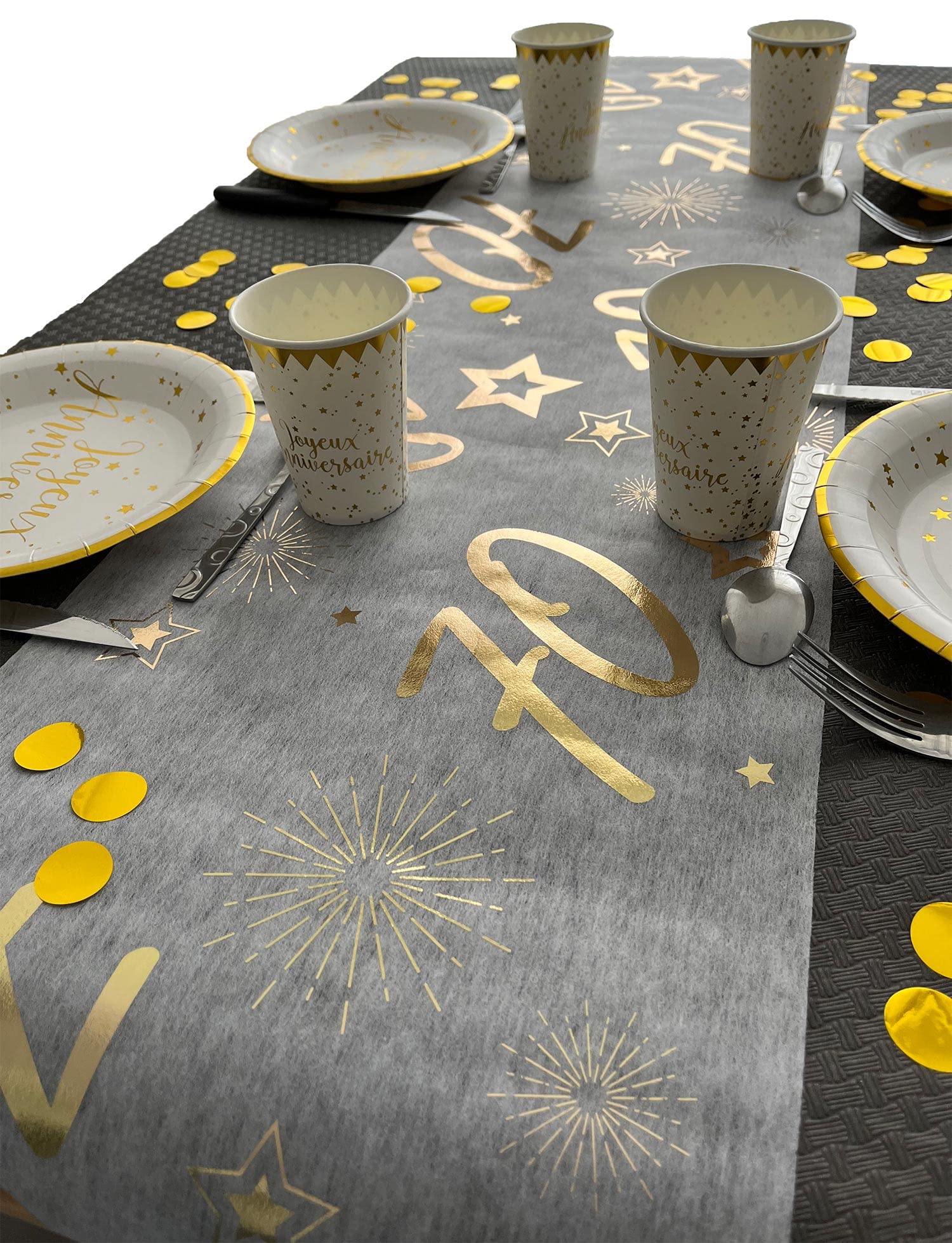 Runner Da Tavolo In Tulle Oro Desertico - 70x400cm, Con Foglia D'Oro, Per Matrimoni E Feste - Foto 5