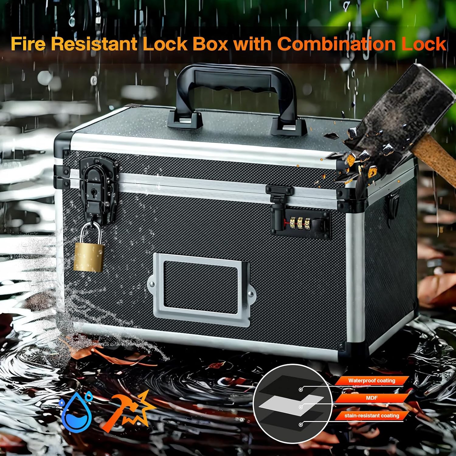 Daul Lock Child-Proof Medicine Box | Portable Medication Storage for Home & Travel - Secure Organizer for Pills, Vitamins, Prescriptions (Elderly, Family, Professionals) 13.4x7.5x8.3 Inch, Black