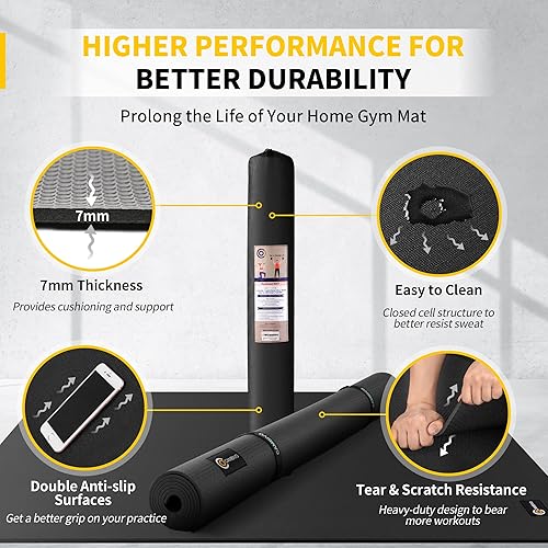 Miniatura 3 de CAMBIVO Esterillas de ejercicio grandes para entrenamiento en casa, alfombrillas de entrenamiento extra gruesas para gimnasio en casa, alfombrillas