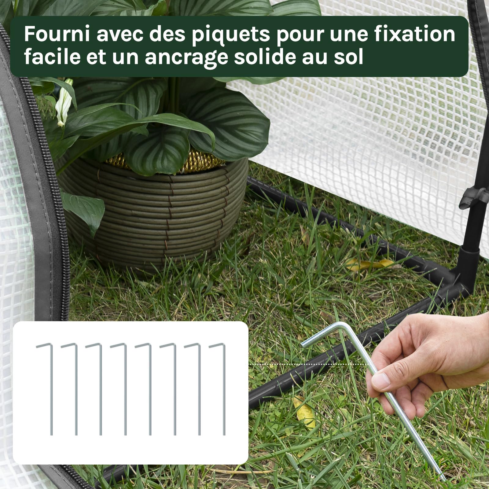 WOLTU Serre de Jardin, 130x60x50cm, Serre pour Plantes, en PE Imperméable et Demi-translucide 130g/m2, pour Protection de la Pluie, du Vent et de la Neige, Blanc