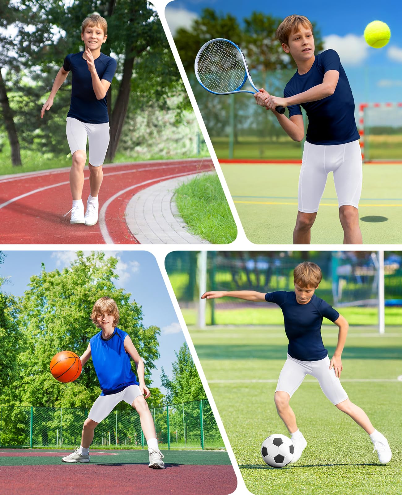Niksa Short de compression pour garçon, couche de base performante, sous-vêtement d'entraînement, short de sport avec poches latérales