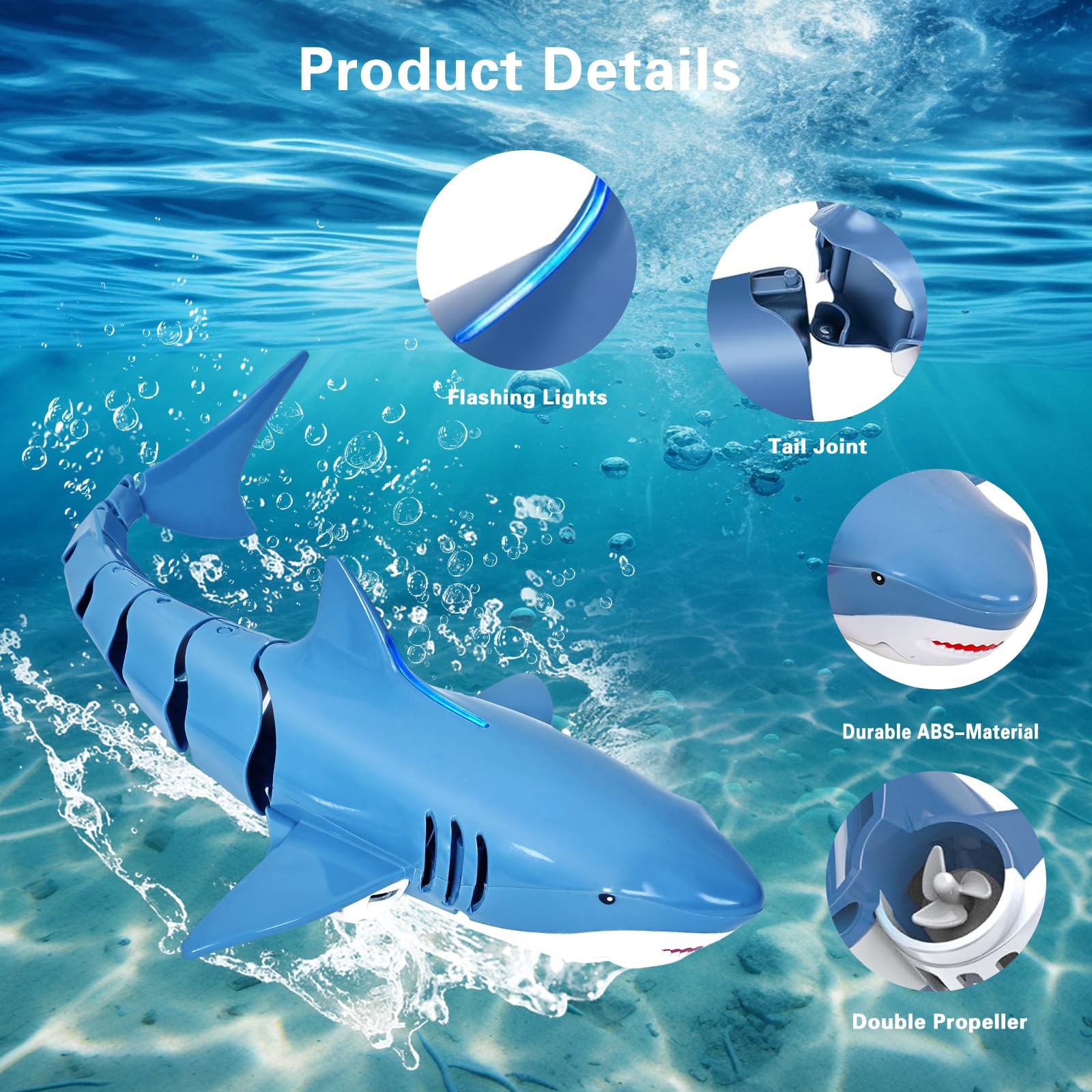 Kiztoys Requin Télécommandé – Bateau Requin RC 2,4 GHz – Piscine, Lac – Batterie 1000 MAh – Cadeau été Enfant 3-12 Ans