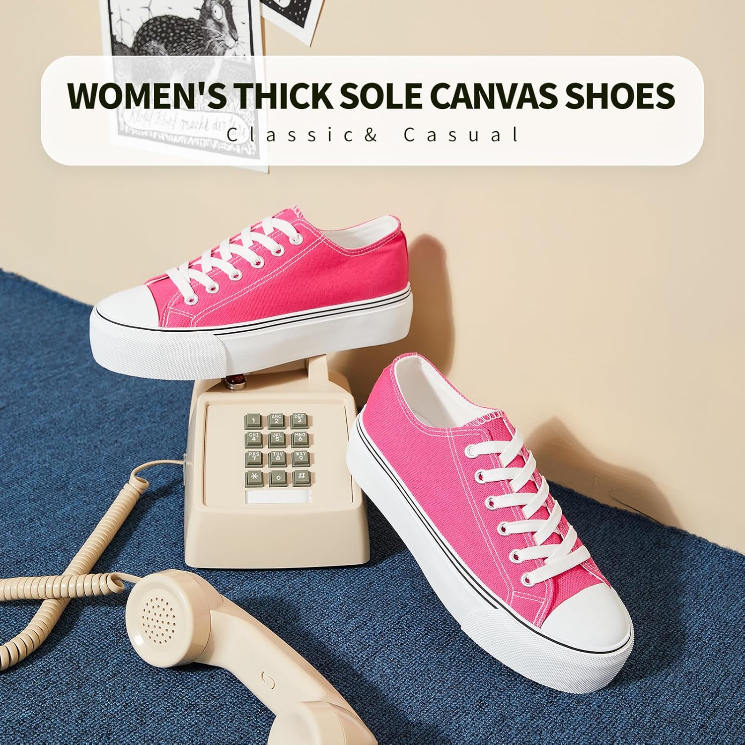 hash bubbie Platform Sneakers for Women White Platform Shoes Low Top Tennis Shoes Non Slip Black Fashion Canvas Sneakers - Image 6