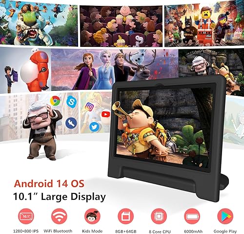 Miniatura 2 de ITDULCET Tablet para niños, Tablet Android 14 de 10 pulgadas para niños, 8 GB RAM 64 GB ROM Octa-Core Batería de carga rápida Tabletas para niños