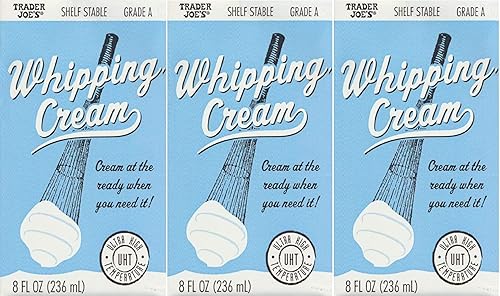 Trader Joe's - Crema para batir de grado A de Trader Joe's de 8 onzas líquidas (8.0 fl oz), crema lista cuando la necesites (UHT) a temperatura