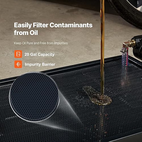 Miniatura 31 de VEVOR Bandeja de drenaje de aceite de perfil bajo, bandeja de drenaje de aceite de 15 galones con bomba, bandeja de cambio de aceite con bomba