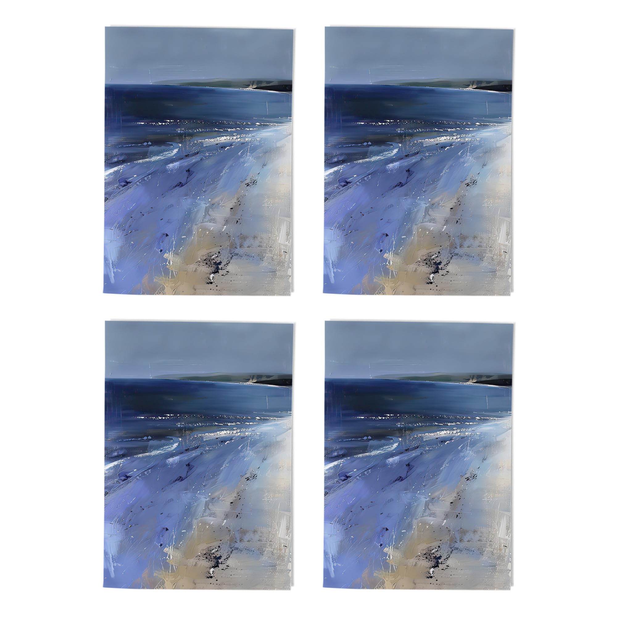 Exmouth Beach Coastal Art Cards Multipack of 4 Devon Seaside Greeting Cards For Any Occasion Blank Inside A6 10 x 15 cm