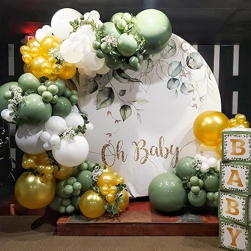 Miniatura 2 de Soporte de fondo redondo de 7.2 pies, soporte de arco de globos de metal mejorado con juego de globos, arco de boda dorado, soporte de telón de