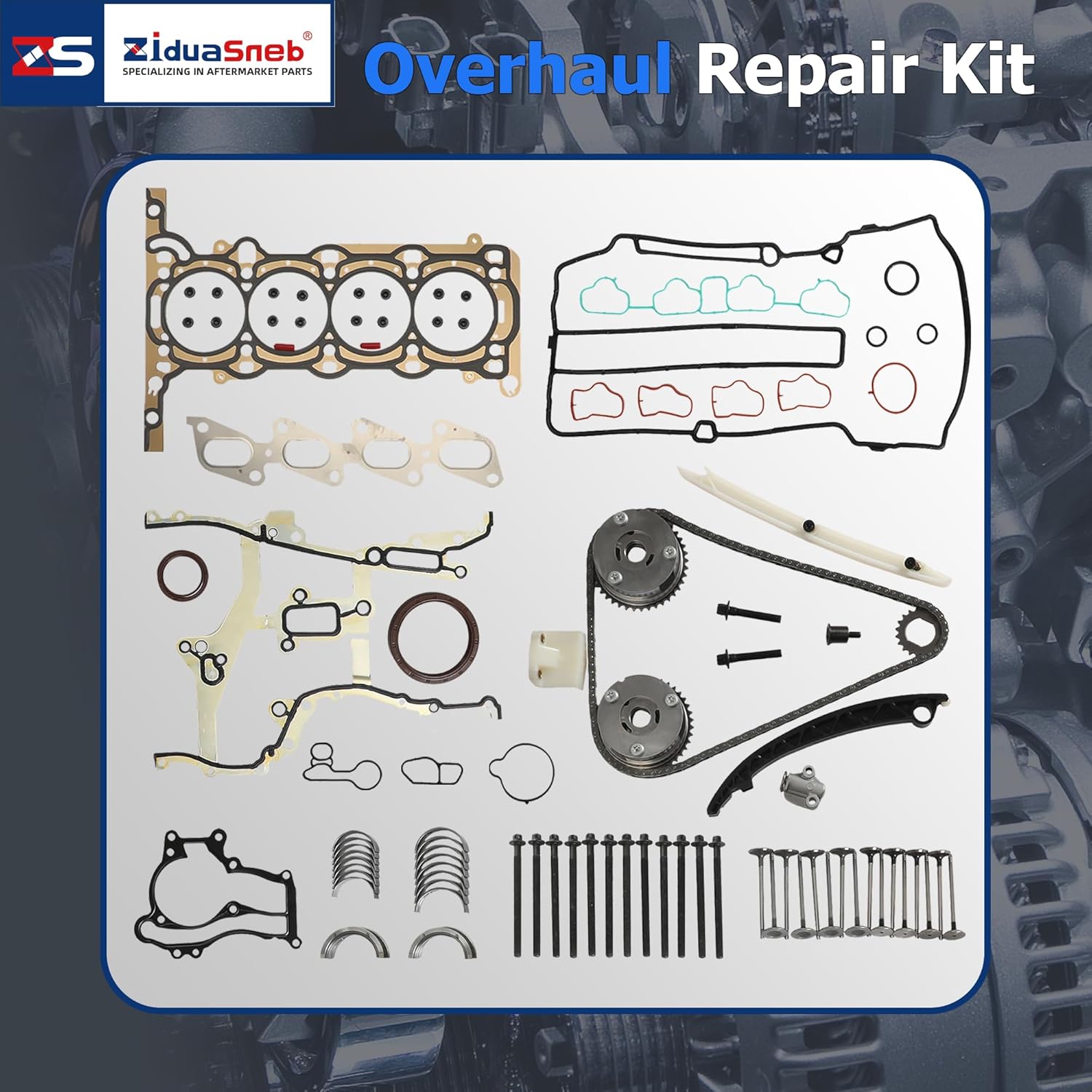 1.4 Head Gasket Set Timing Chain Kit Valve Main & Rod Bearing Kit w/Bolts Fit For Buick Encore Chevrolet Cruze Limited Sonic Trax 1.4L L4 Turbo DOHC 16V 2011-2021 HS26540PT-1 94311SX