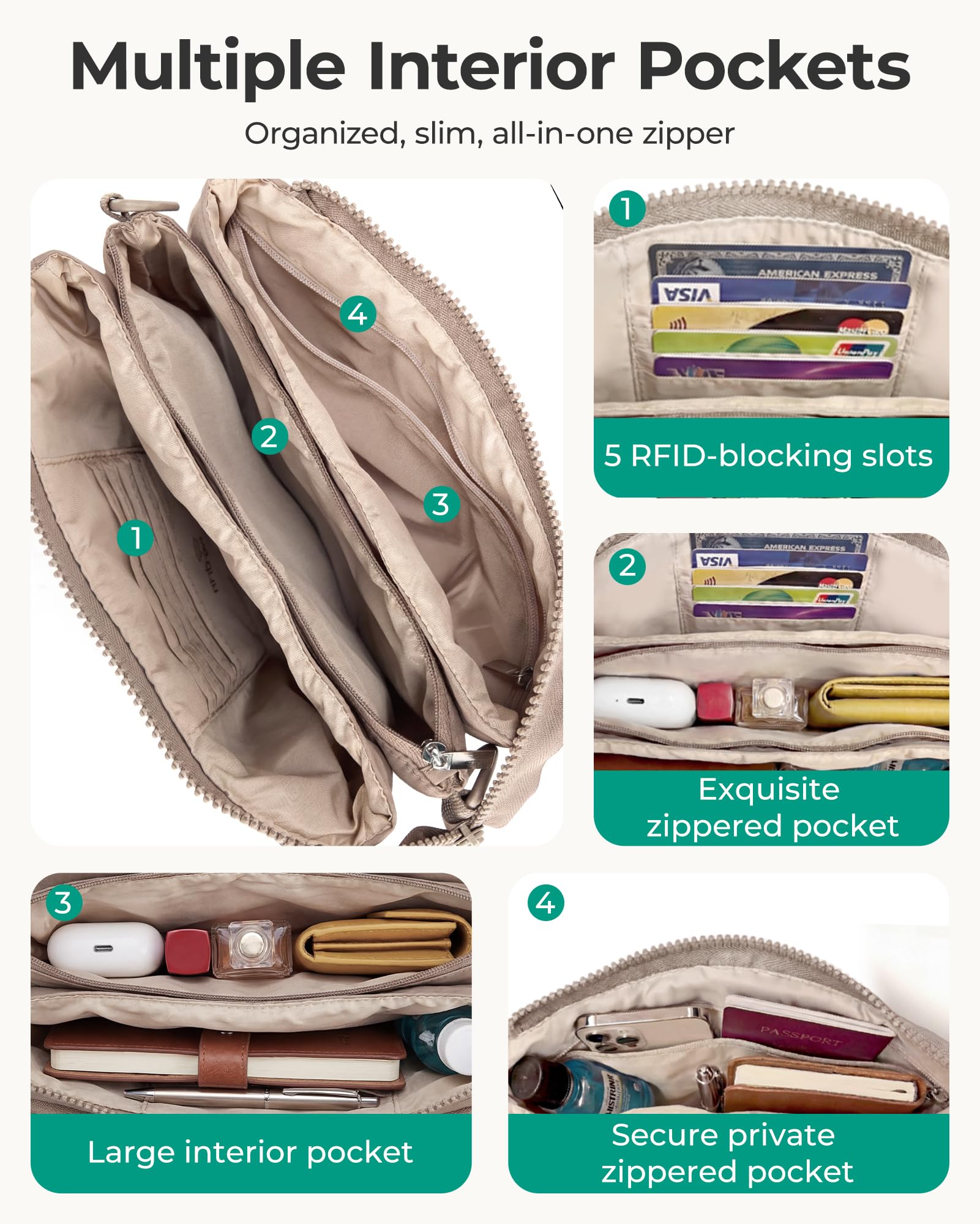 BAGSMART BAGSMART Cross Body Purse, Medium Crossbody Bags for Women Travel Purse, 4.3L Puffy Handbag Wallet with RFID Blocking Slots in use