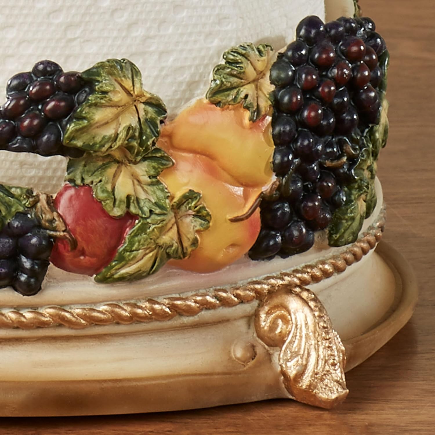 Fruitful Bounty Antique Beige Traditional Countertop Paper Towel Holder Stand Dispenser