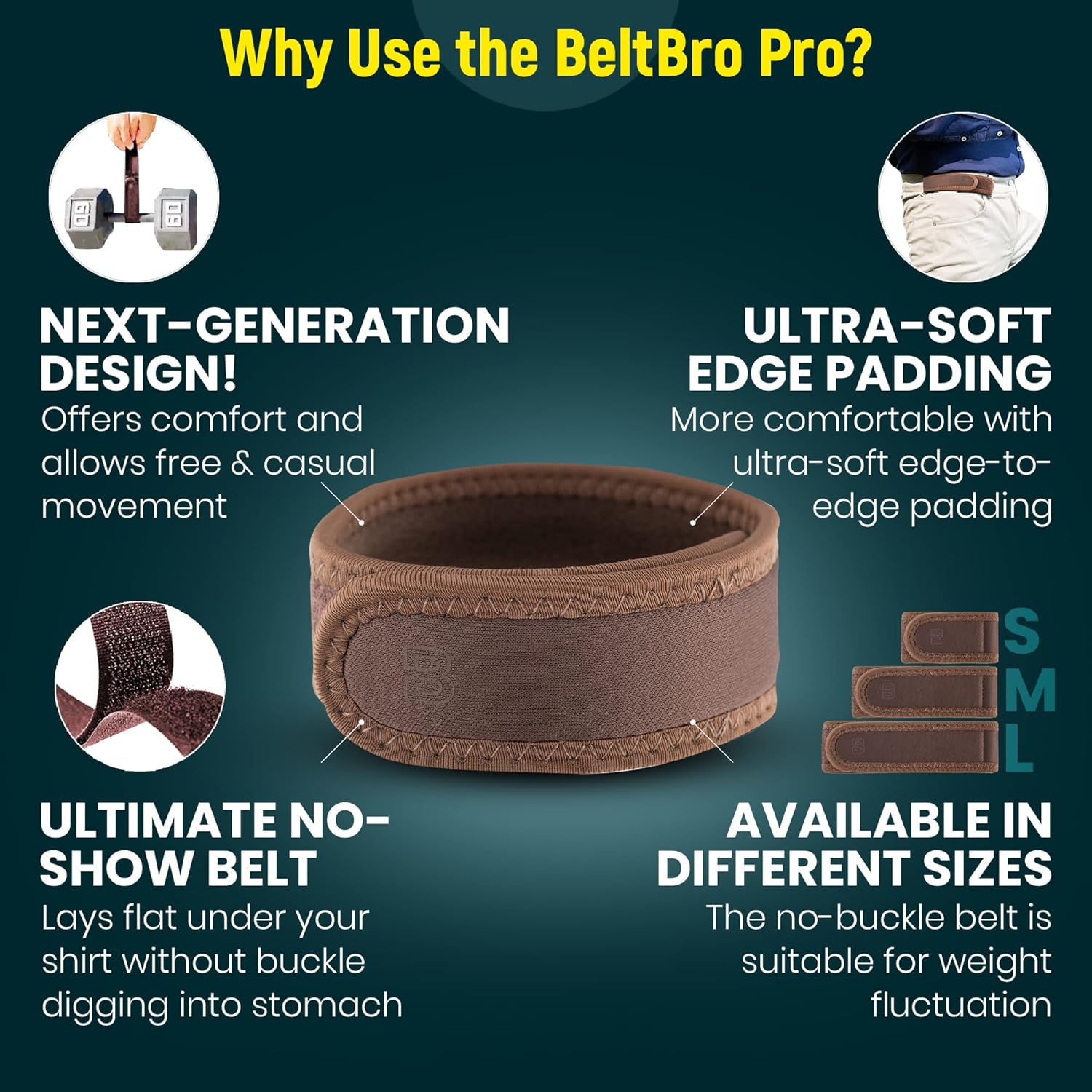 BeltBro Pro for Men and Women Elastic No Buckle Invisible Belt Patented Metal Free TSA Soft Adjustable Side Tactical Belt - Image 3