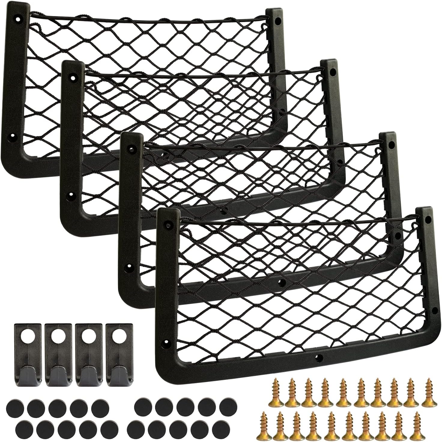 Car Campervan Storage Nets 4pcs, Elastic Mesh Van Net Pocket with