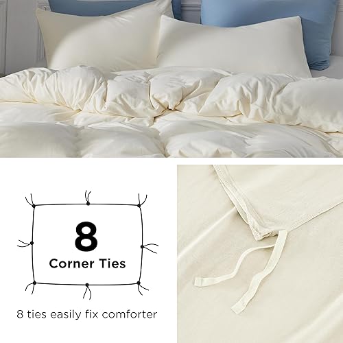 Miniatura 5 de Bedsure Funda de edredón 100% algodón de punto jersey, funda de edredón de algodón ultra suave, tamaño King, cierre de cremallera, 1 funda de