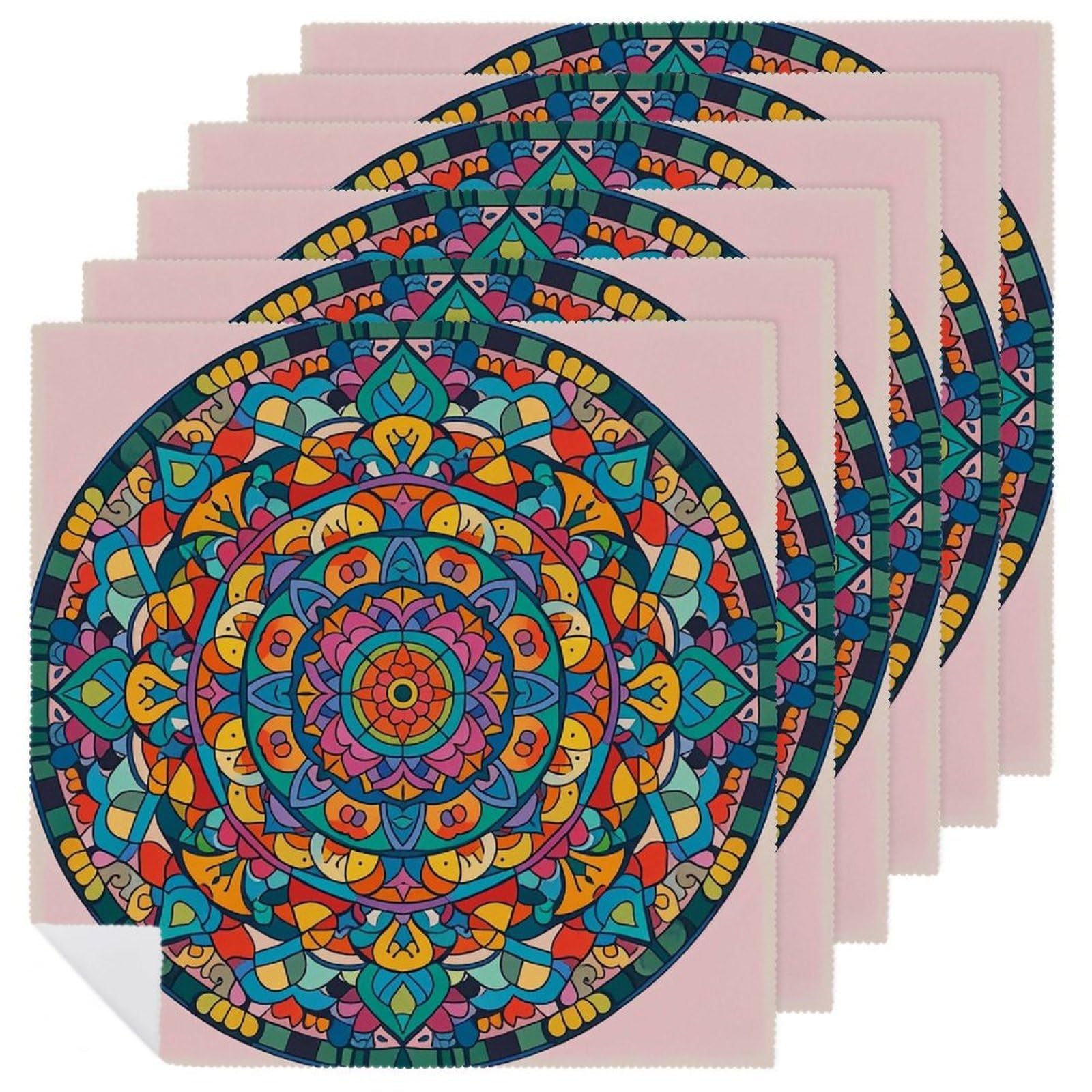 Serviettes de table ultra douces et durables lavables motif mandala lot de 6