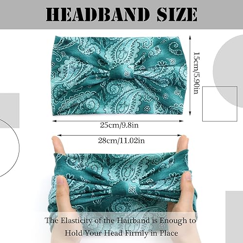 Miniatura 2 de SAWINDA Diademas bohemias para mujer, bandas suaves para el cabello, anudadas, elásticas, antideslizantes, bandeau, bandeau, yoga, correr,