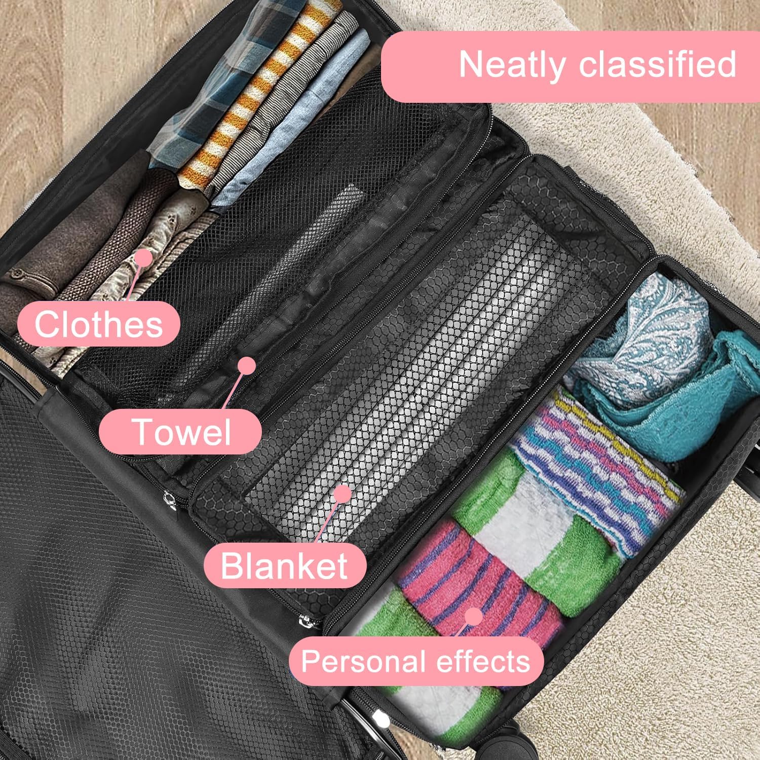Hanging Travel Organizer, Carry-on Luggage Suitcase Organizer, Travel Essentials Portable Travel Shelves Packing Cube, Black,1 - Image 3
