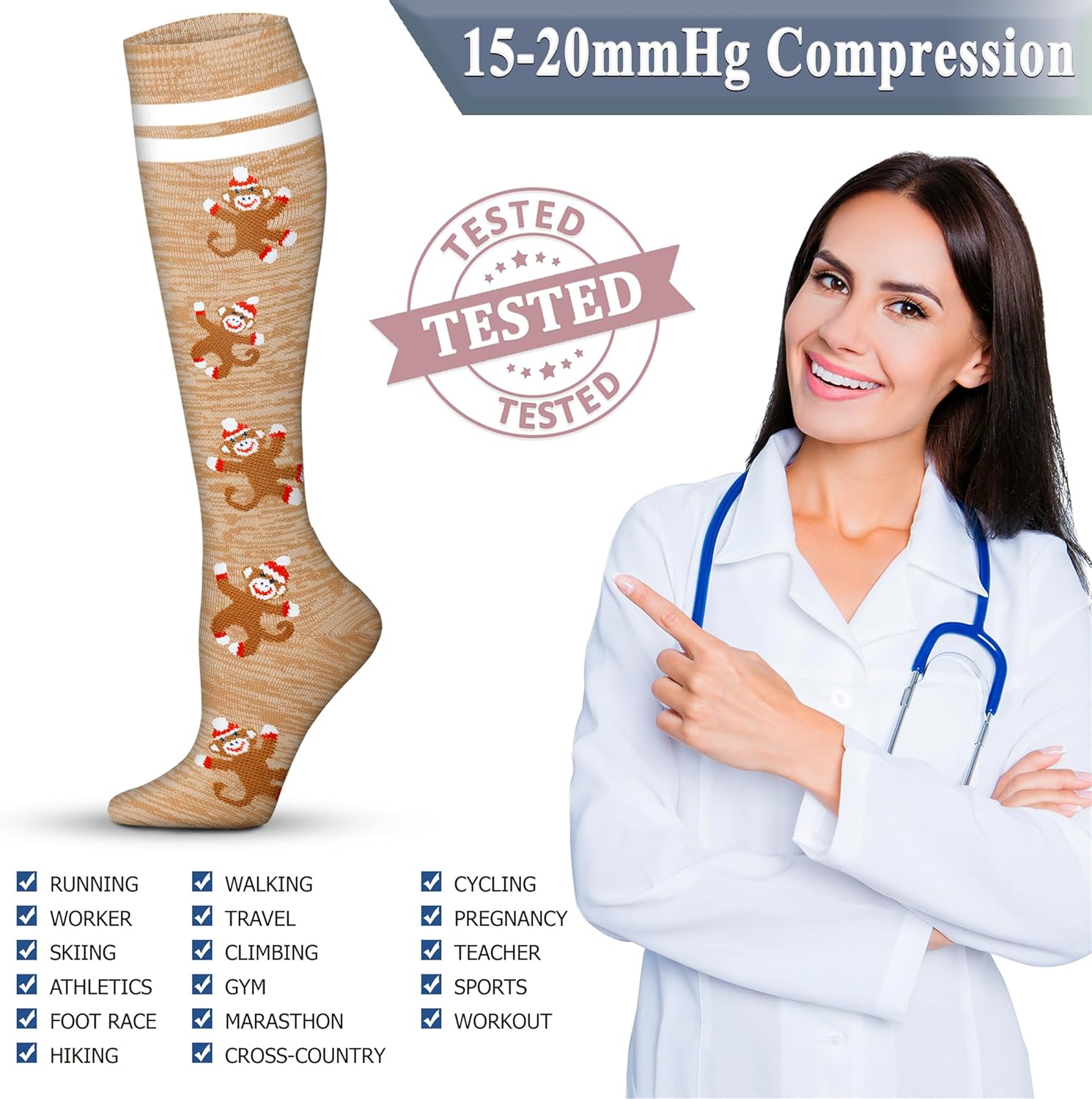 QUXIANG Copper Compression Socks for Women & Men Circulation (8 Pairs) - Best for Running Athletic Cycling - 15-20 mmHg - Image 5