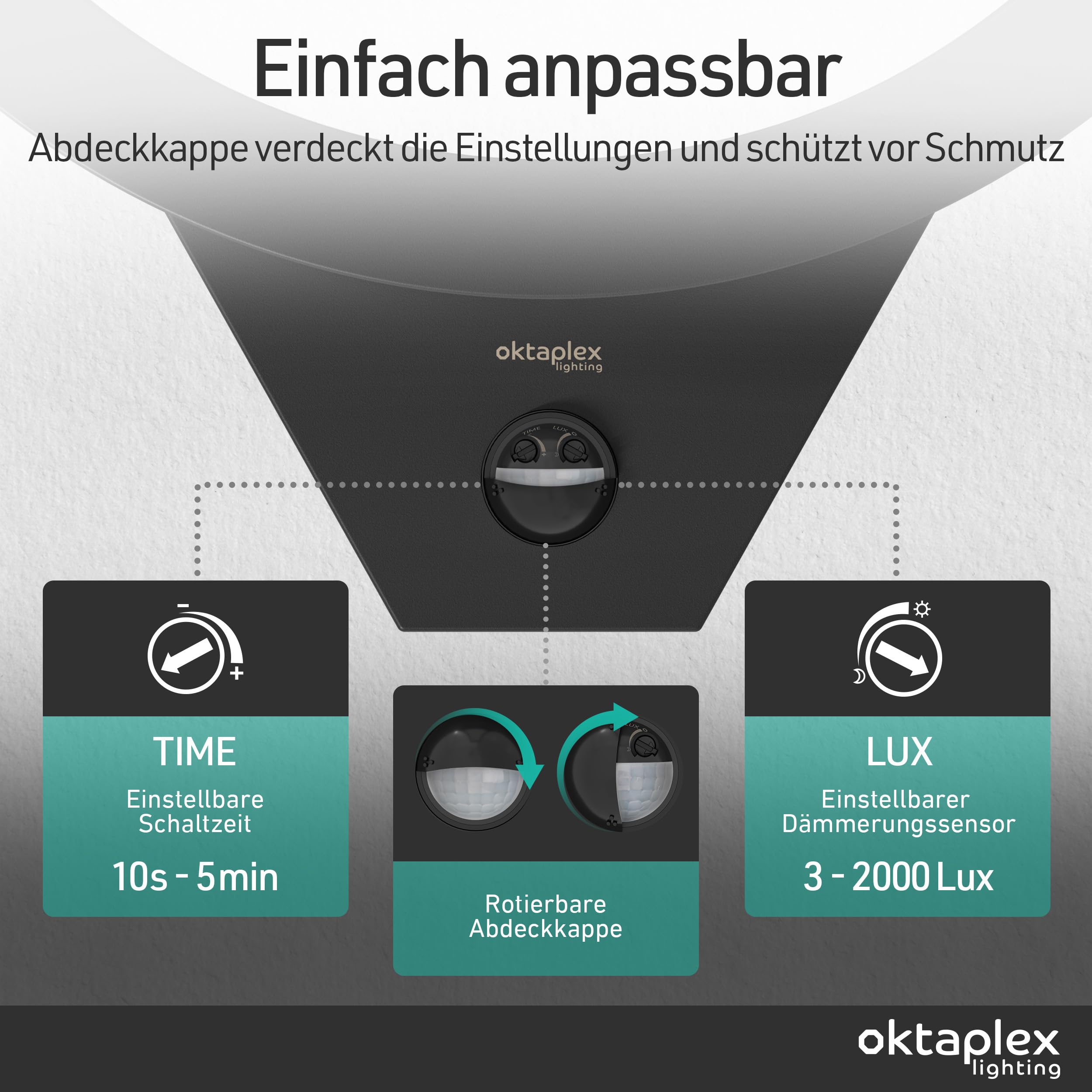 Oktaplex Lima Lampe d'extérieur LED avec détecteur de mouvement 10W IP54 3000K Anthracite Applique Murale
