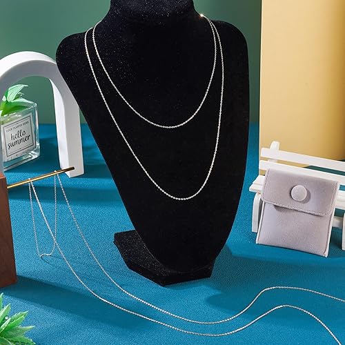 Miniatura 3 de Pandahall - Cadenas de plata de ley 925 de 3.3 ft, cadena de eslabones ovalados de plata sin soldar, para fabricación permanente de joyas con ropa