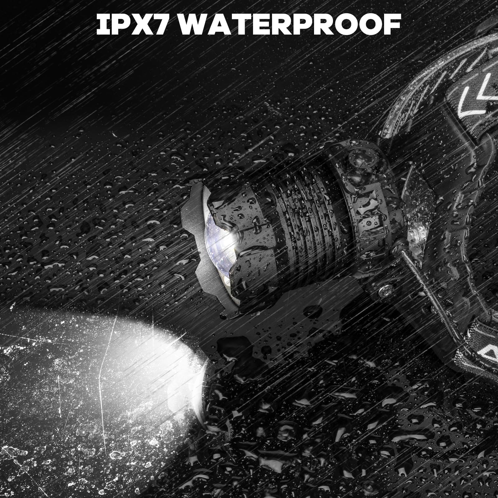 Linterna frontal LED recargable, 990000 lúmenes, lámpara de cabeza superbrillante con 3 modos y IPX7 impermeable USB para adultos, recargable, ajustable a 180°, adecuada para acampar al aire libre,