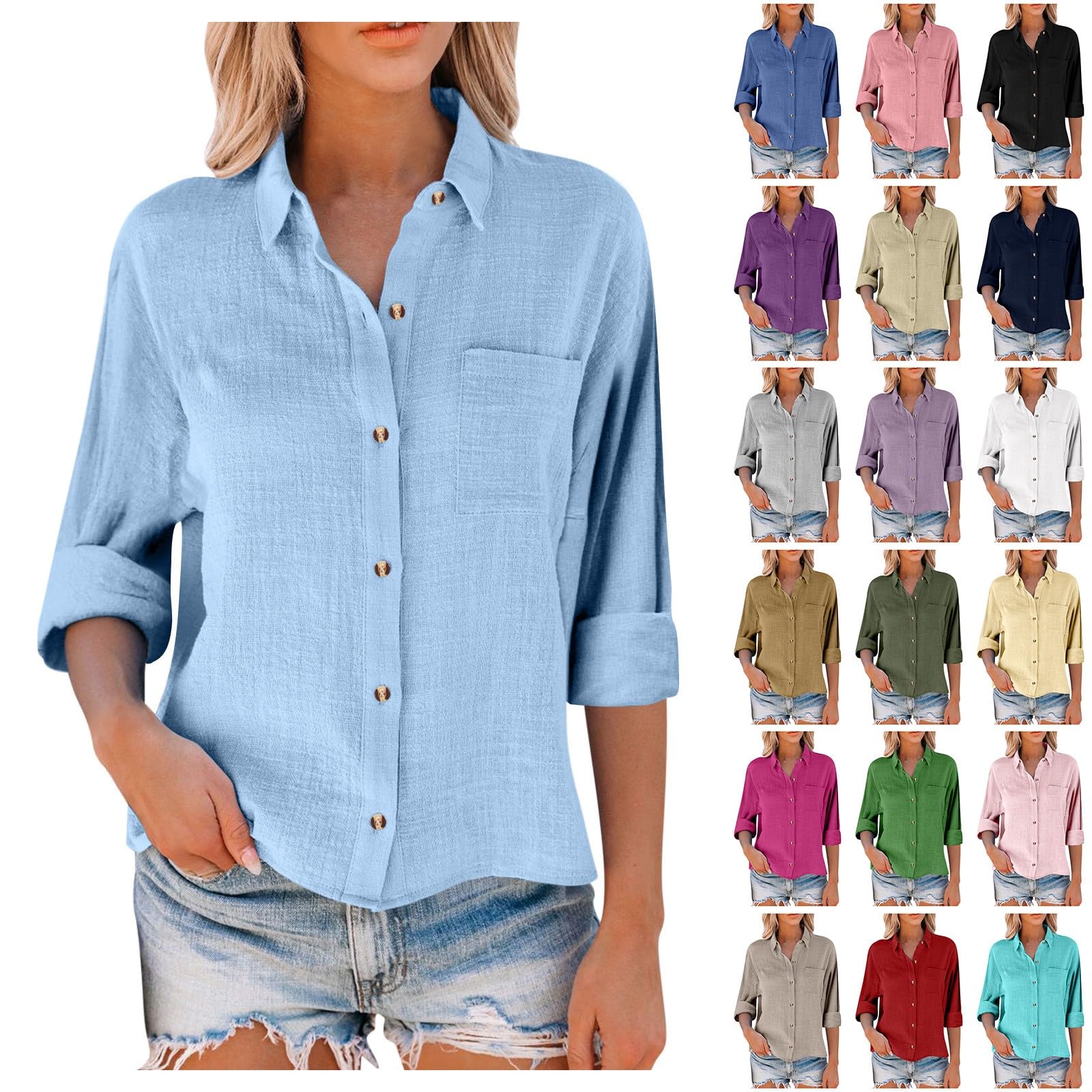 Atxnn Camicia Donna Manica Lunga Blusa Pizzo V Collo Camicetta Elegante Casual Volant Manica Top