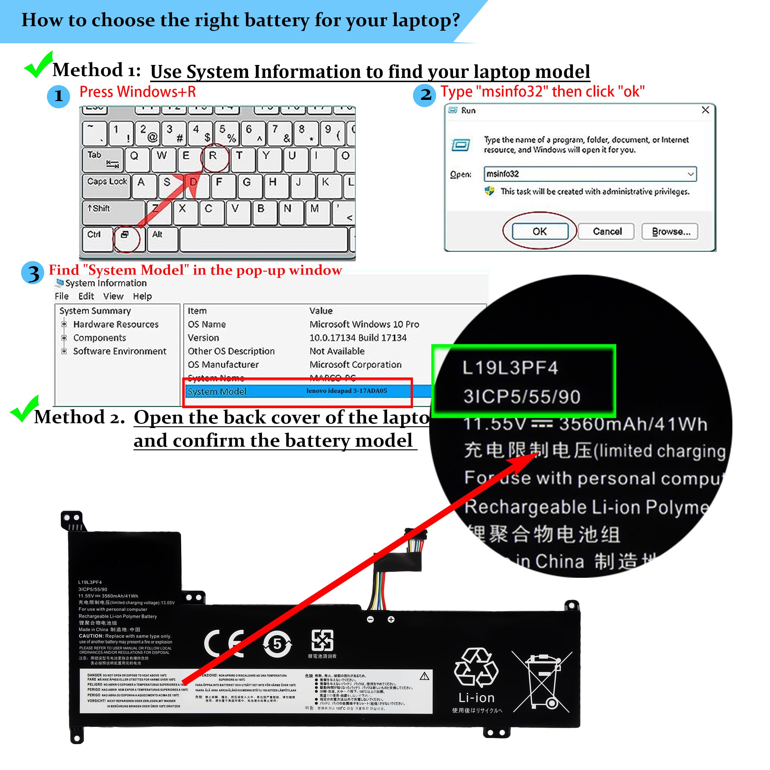 BLESYS L19L3PF4 L19C3PF6 Akku für Lenovo IdeaPad 3-17IML05 3-17ADA05 3-17ARE05 3-17IIL05
