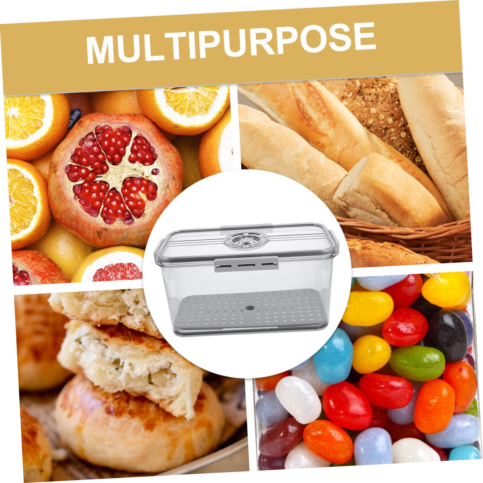 DOITOOL Frischebox aus Pet mit Dichtem Verschluss für Obst und Gemüse | Transparent, mit Abtropfplatte, für Kühlschrank und Gefrierfach, für Küche