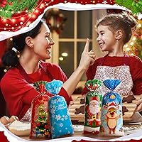 Vista 5 de Hotop 160 bolsas de celofán de Navidad con 200 bolsas de celofán para fiestas, bolsas de celofán, bolsas de regalo de Navidad para regalos