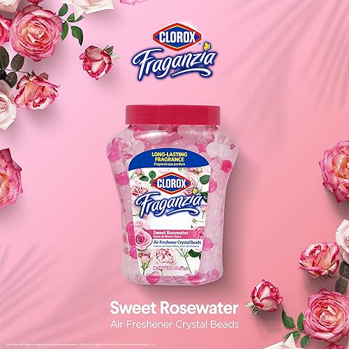 Miniatura 3 de Clorox - Aromatizante en perlas de cristal Fraganzia, de gel para hogar, baño, armario u oficina, refrescan ambientes, Dulce Agua de Rosas, Lavanda