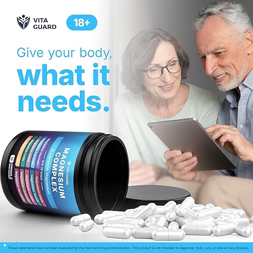 Miniatura 9 de Magnesium Complex 1480mg  10-in-1 with Glycinate, Citrate, Malate & More  High Absorption  Sleep, Muscle, Nerve & Heart Support  90 Vegan Capsules