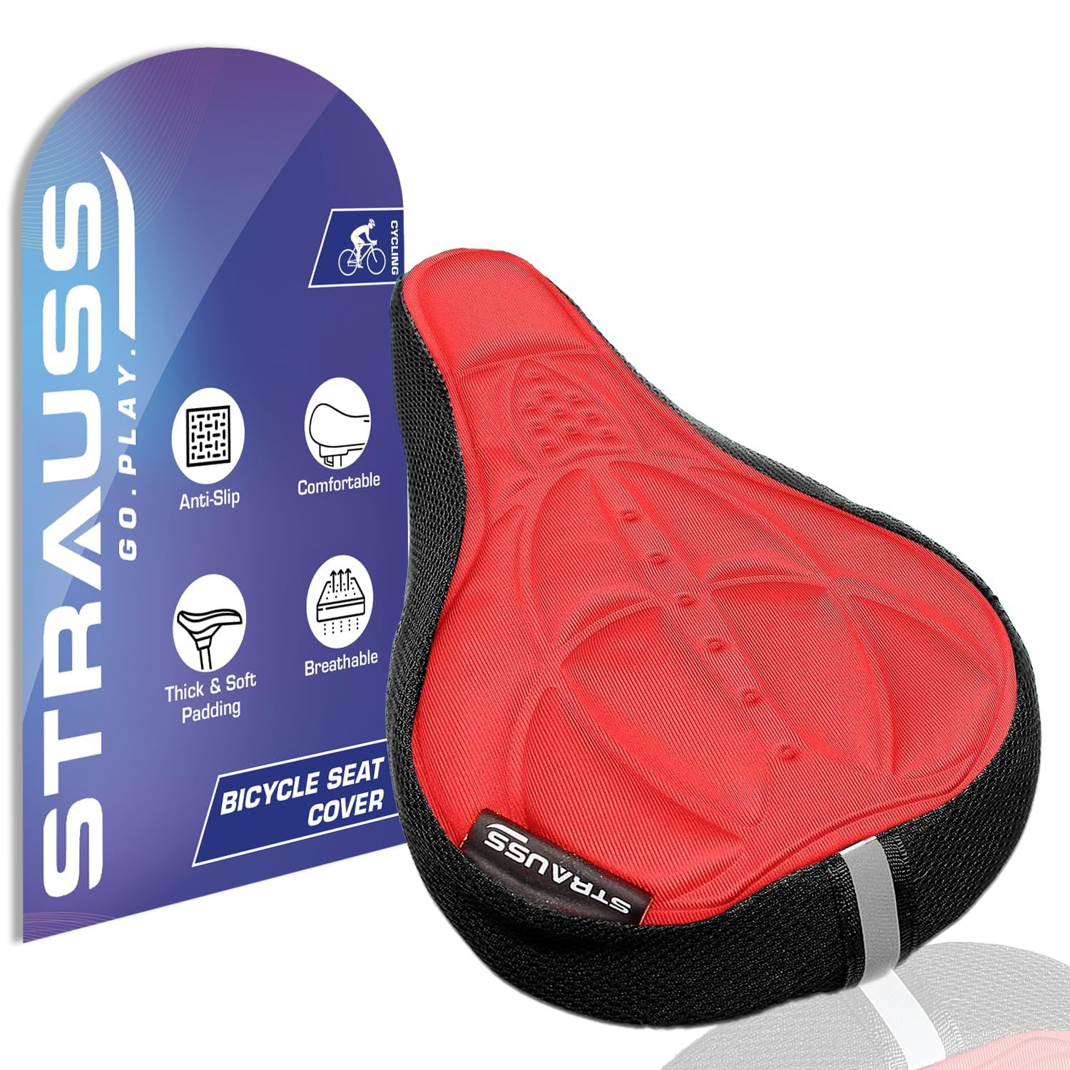 Strauss Saddle Seat Cover with Anti-Slip Granules & Soft, Thick Padding | Superior Comfort, Breathable Design | Comes with Adjustable Rope Straps & Fits All Cycles, (Red) (B08FB5N2T3) Amazon Price History, Amazon Price Tracker