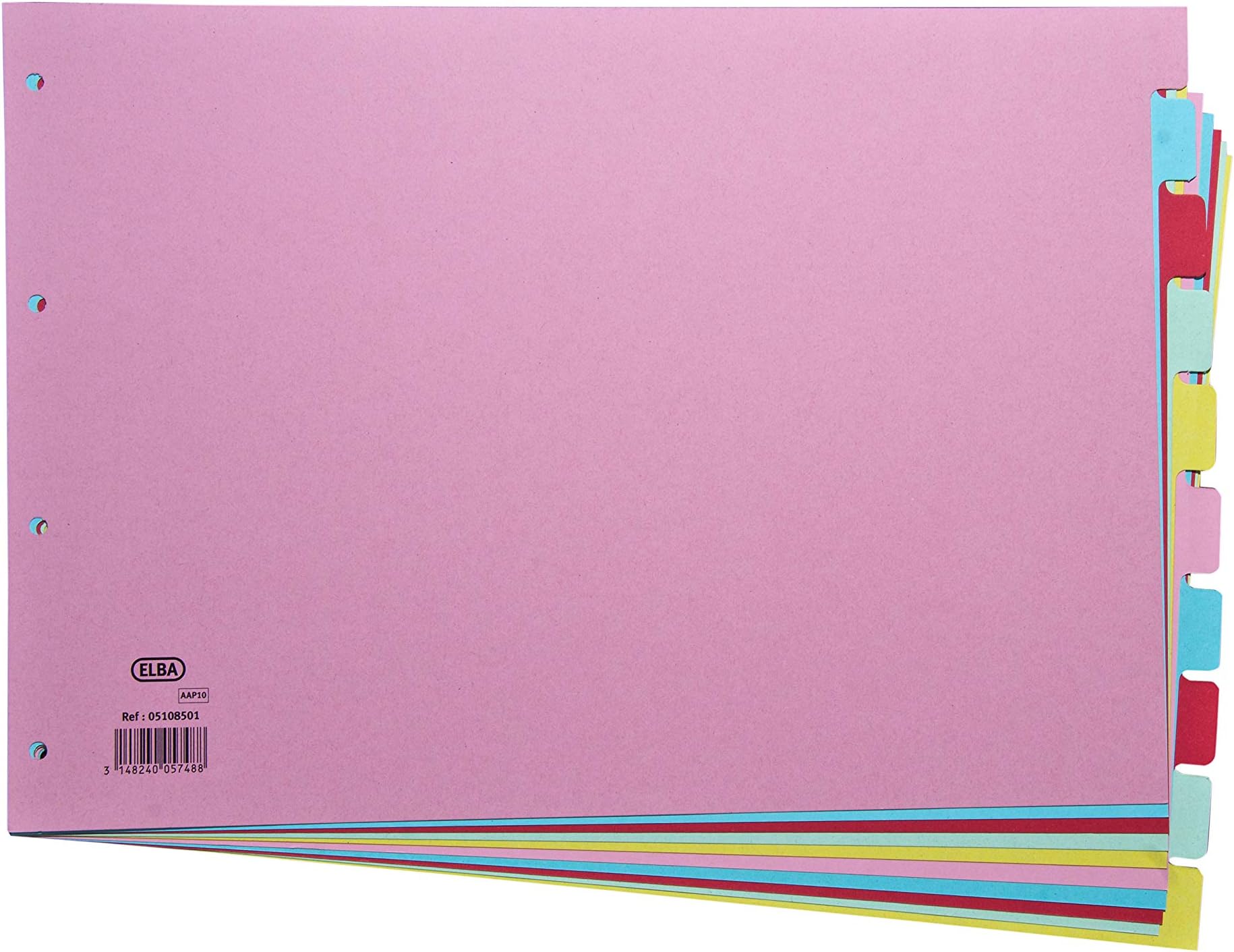 A3 Landscape 10 Part Dividers, 160 gsm Manilla, Assorted, 1 Set
