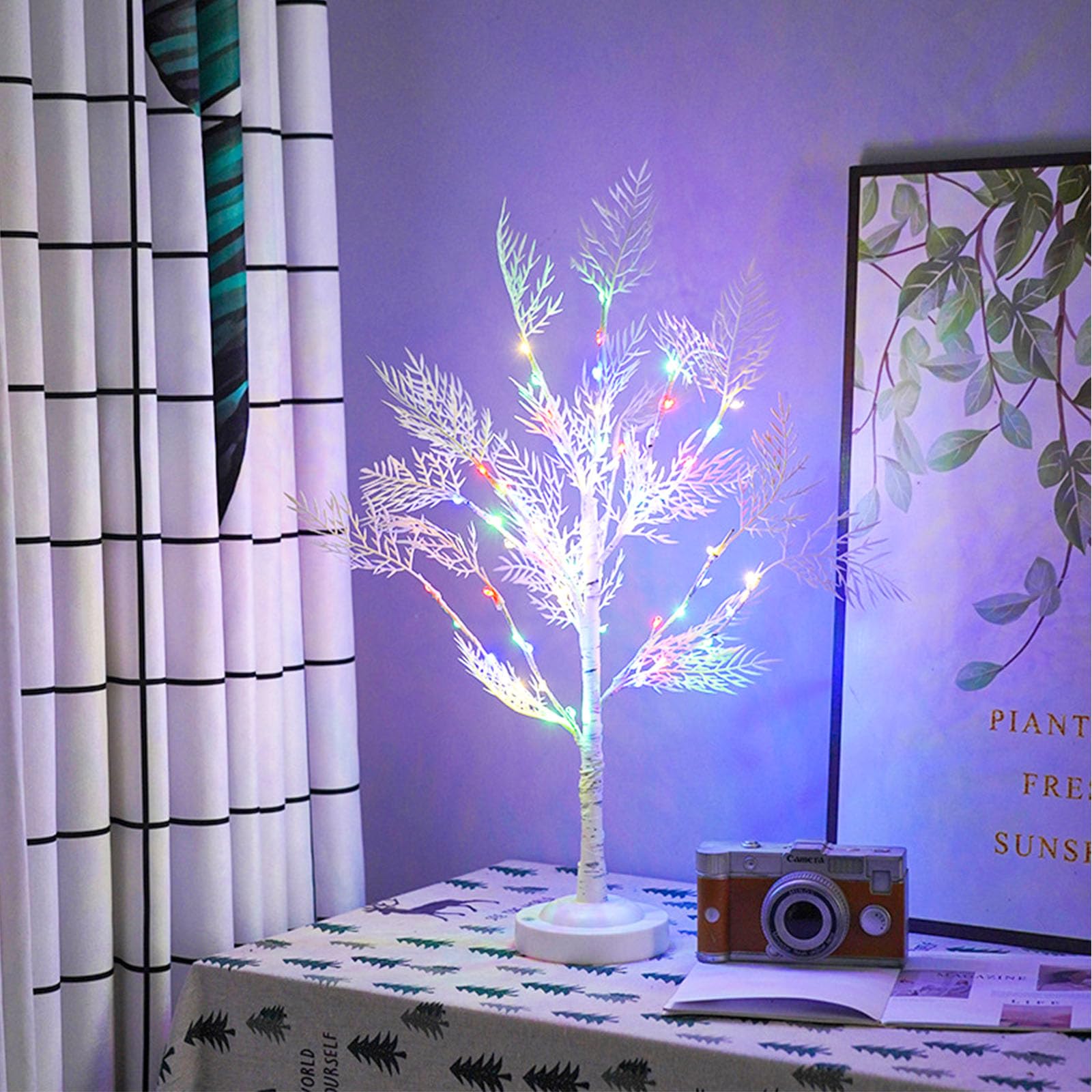 wpdash 36 LED Colorful Coral Tree Decor Lamp USB or Battery Powered Bonsai Light DIY Tree Shaped Ambient Lighting for Bedroom Nightstand Office Desk Friends' Gathering Decor Light Housewarming Gift — image 1