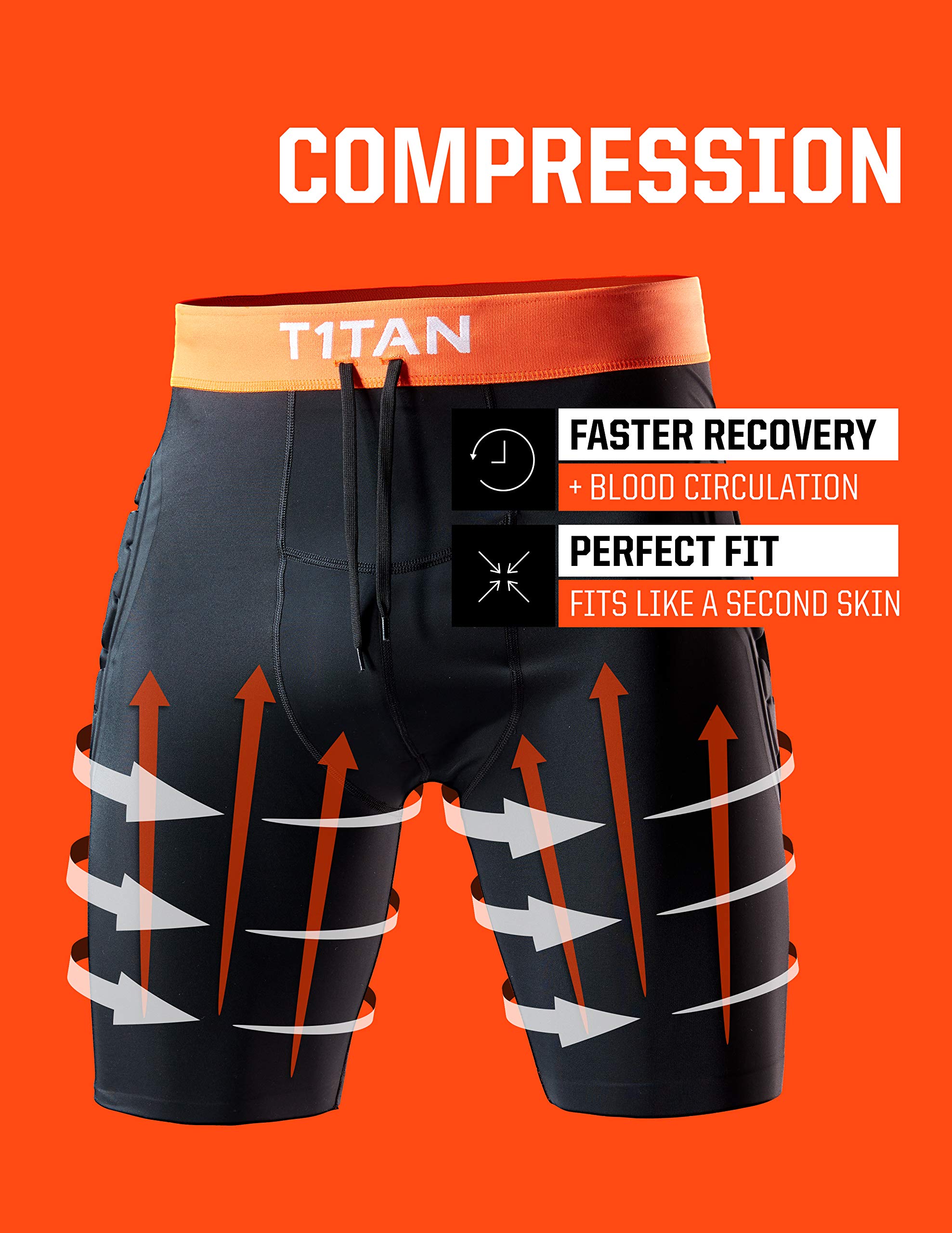 T1TAN sous-Short de Protection pour Gardiens de Foot, Pantalon de sous-vêtement Gardien de But rembourré avec Protection des Hanches, Ceinture de Pantalon élastique et Cordon, Taille XXS-XL, Noir