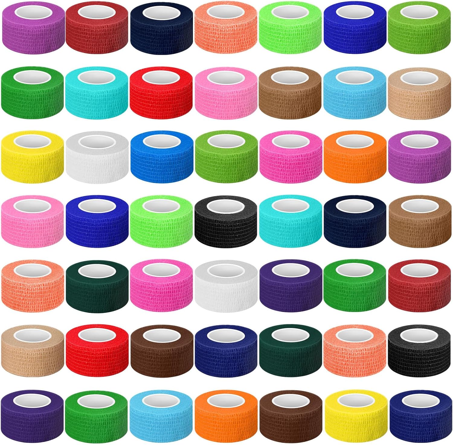 Treela 48 Pack Self Adhesive Wrap Bandage Bulk, 3 Inch x 5 Yard Self Adherent Cohesive Bandage Elastic Athletic Tape Breathable Wound Tape for Stretch Athletic Sports Wrist Ankle(Black)