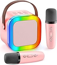 Gontence Karaoke Infantil 2 Micrófonos Inalámbricos - Microfono Karaoke para Niños - Micrófono Niños 3-12 Años - Juguetes Niña 3-6 Años - Festival Regalo Niña 3-12 Años - Mini Micrófono Karaoke Rosa