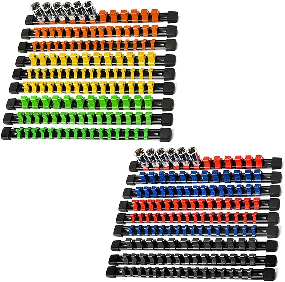 Socket Organizer Set 18PCS ABS Socket Holder Kit, 1/4-Inch X 96 Clips