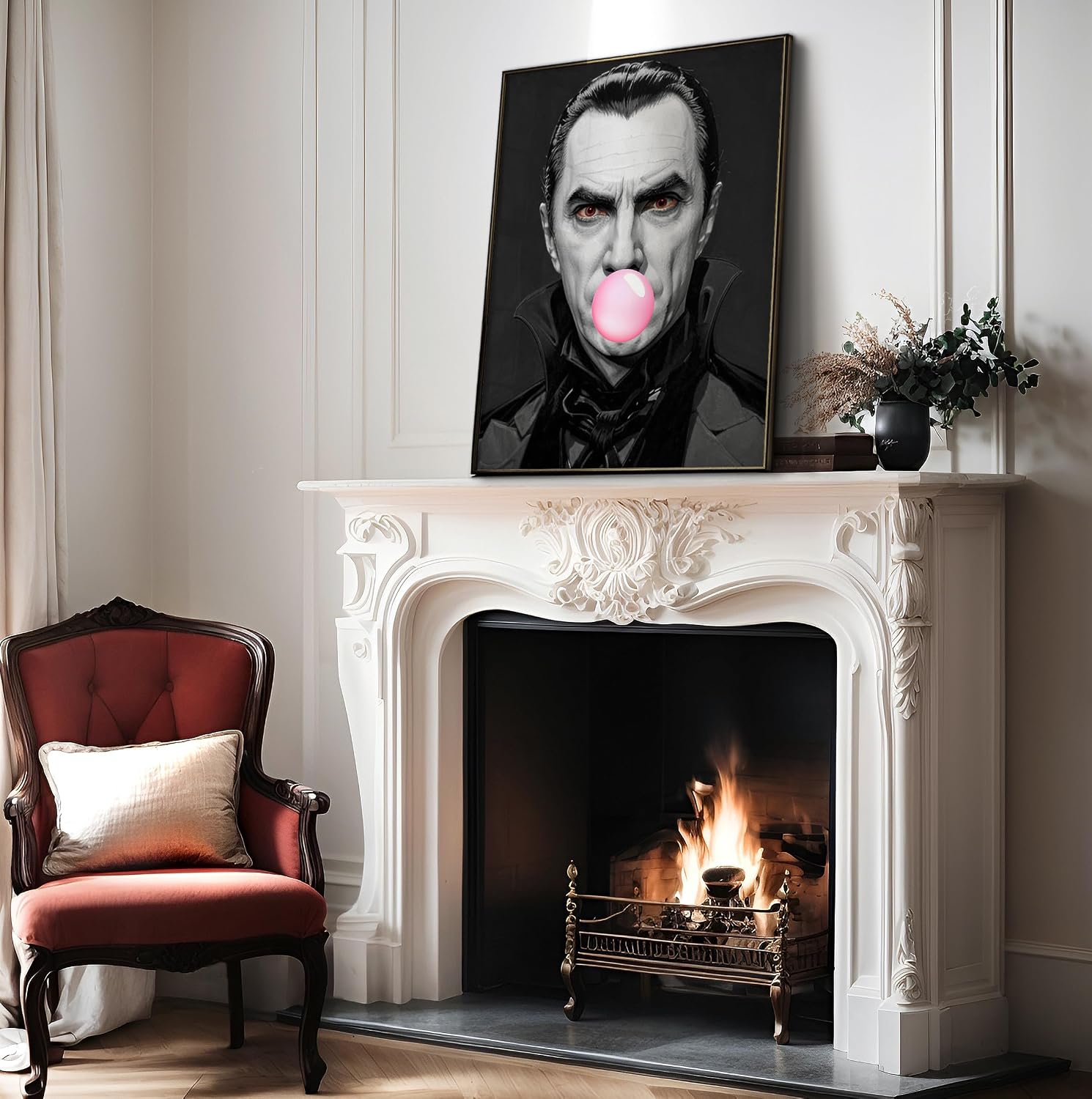 Poster Master Bubble Gum Print - Dracula Poster - Altered & Pop Art - Modern Wall Design - Gift for Men & Women - Fun Gothic Decor for Home Theater or Living Room - 8x10 UNFRAMED Wall Art