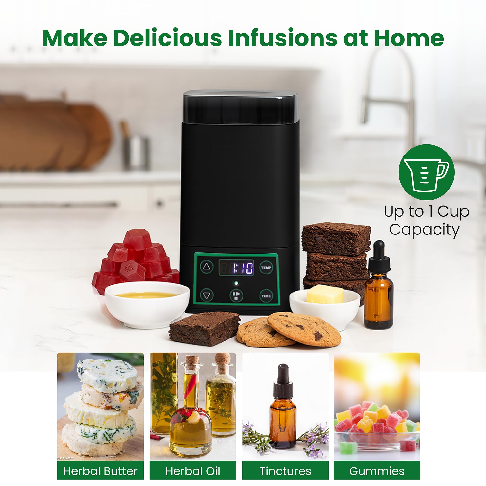 Décarboxylateur et infuseur, machine à beurre, machine à infuser à huile, machine à gomme, facile à utiliser, comprend un livre électronique de recettes et 2 plateaux gommeux