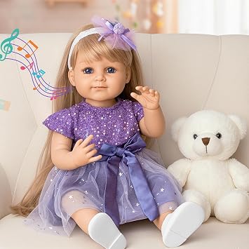 Interactive Talking Reborn Baby Doll 22 Realistic Newborn Girl That Sings, Tells Stories & Responds to Phrases, Full Vinyl Soft Body, Brushable Blonde Hair, Outfit & Accessories Gift for Kids 3+