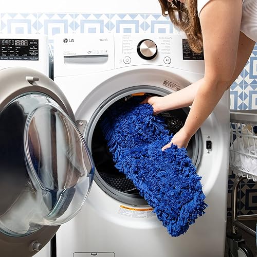 Miniatura 3 de Cabezal de repuesto para trapeador de polvo comercial, 60 x 5 pulgadas, cabezal de fregona reutilizable de nailon de algodón, repuesto de fregona