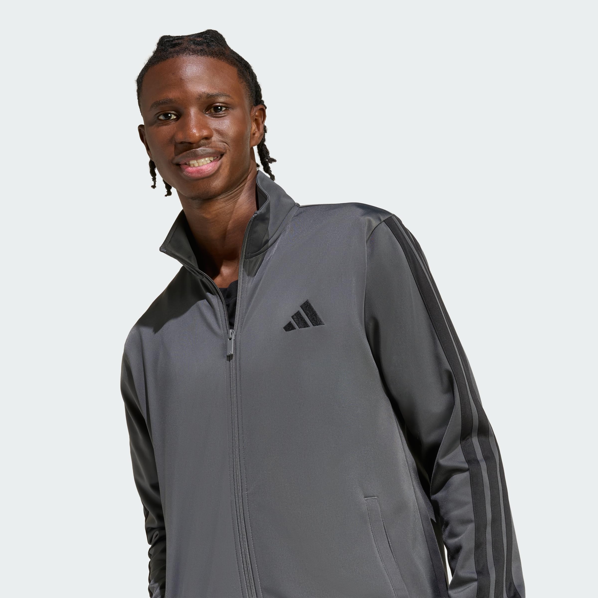 adidas heren SPORTSWEAR BASIC 3 STRIPES TRICOT TRACKSUIT, grey six, M Tall