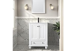 eclife 24" Bathroom Vanity with Sink and Faucet in Pure White